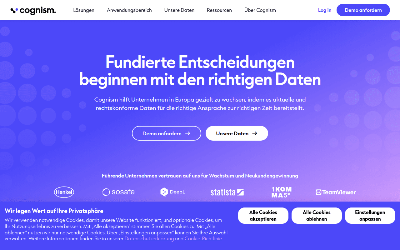 Cognism homepage — global B2B contact and intent data platform