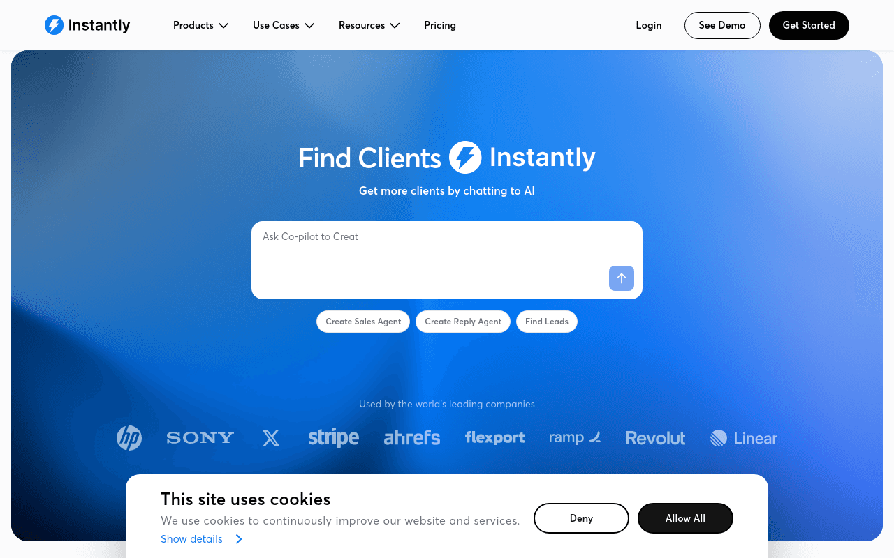 Instantly homepage — cold email outreach and deliverability platform
