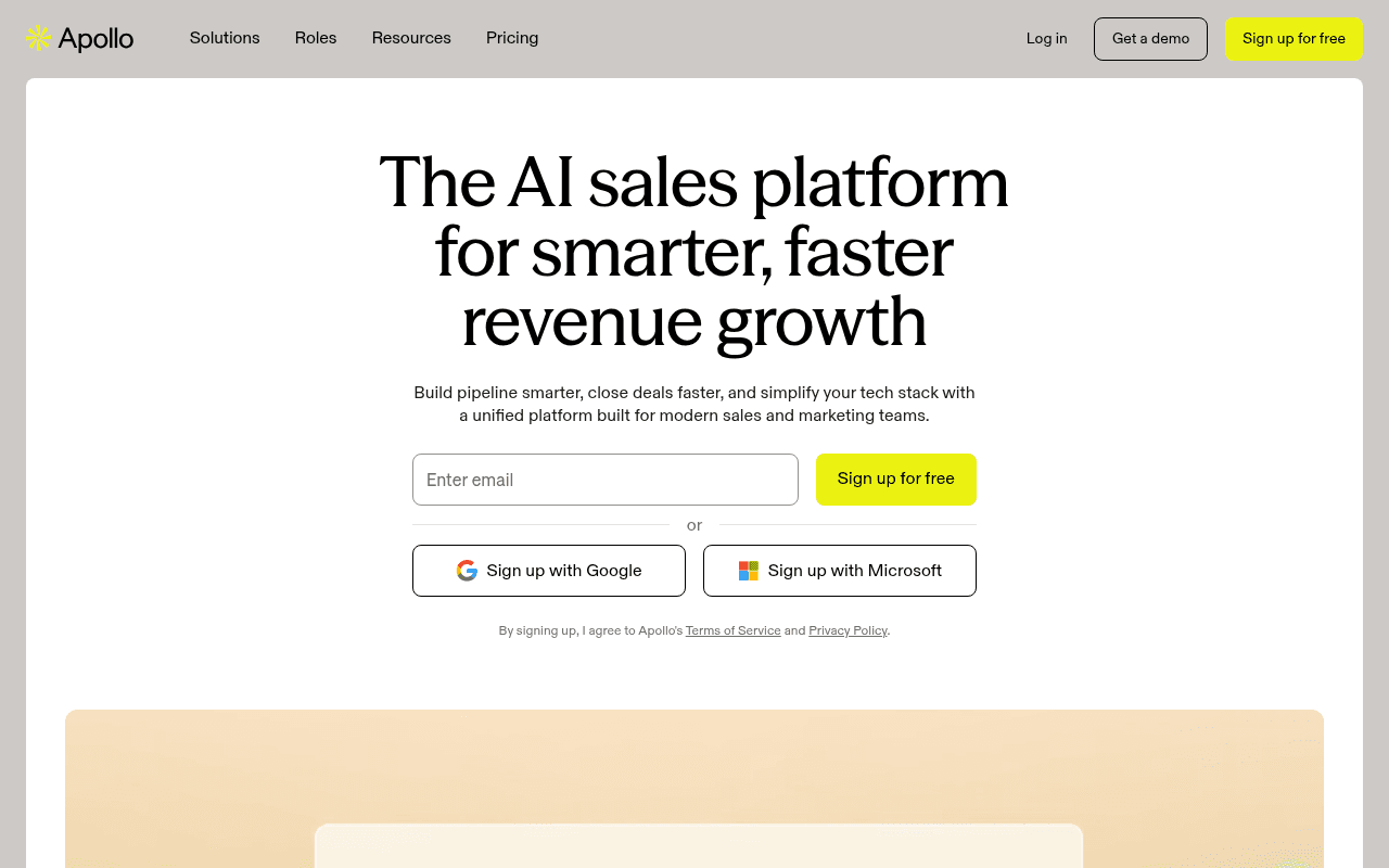 Apollo.io homepage