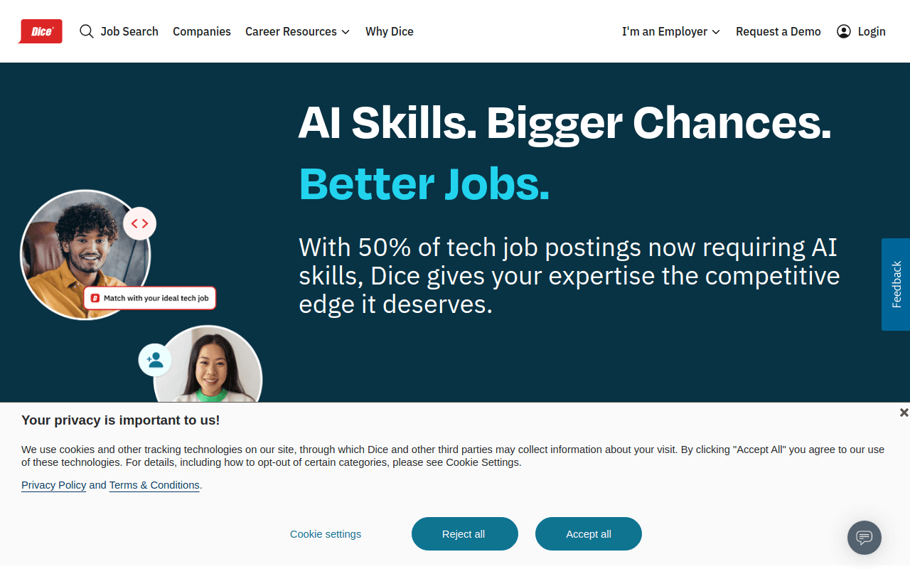 Dice Homepage – KI-Fähigkeiten, größere Chancen, bessere Jobs