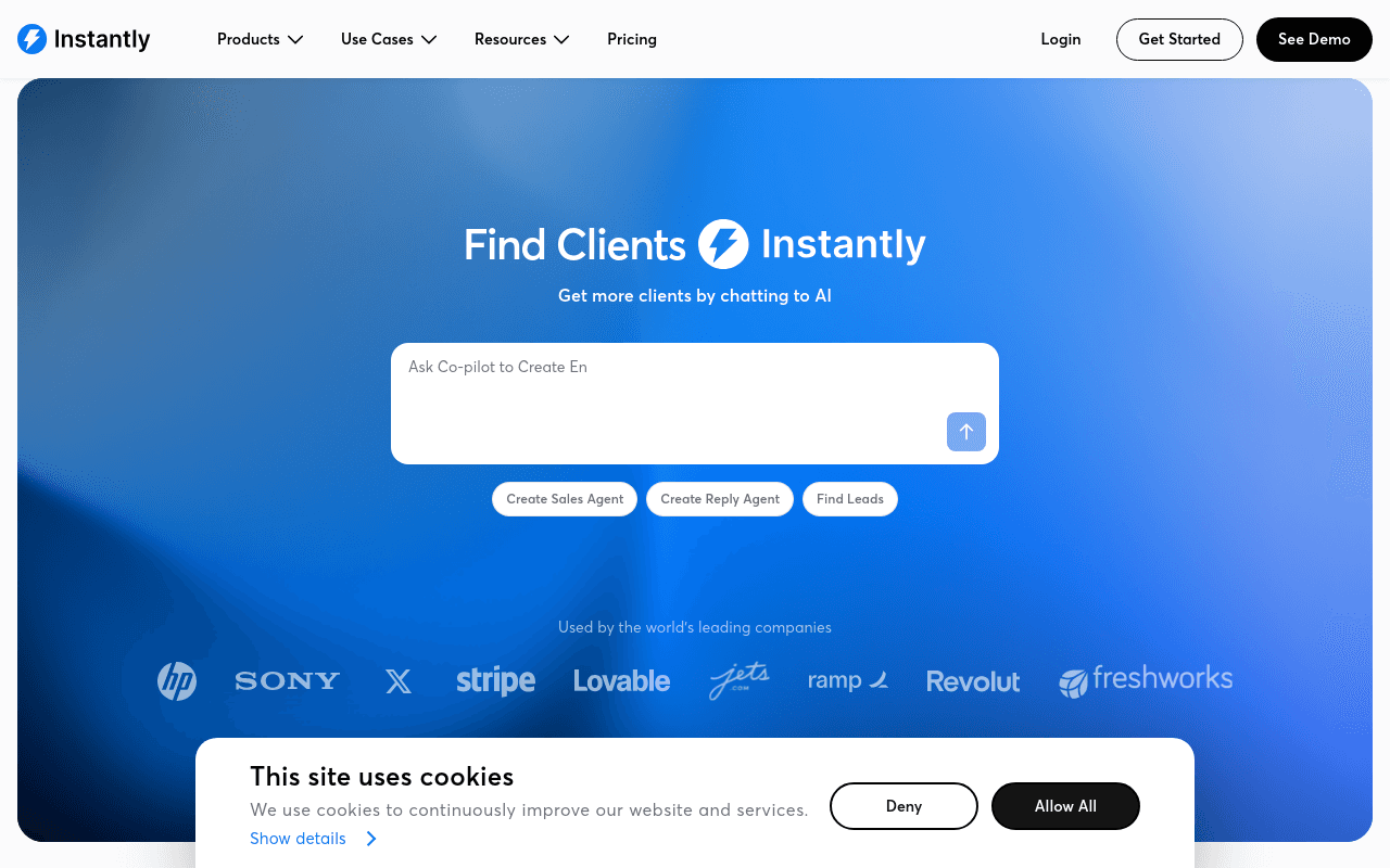 Instantly.ai homepage