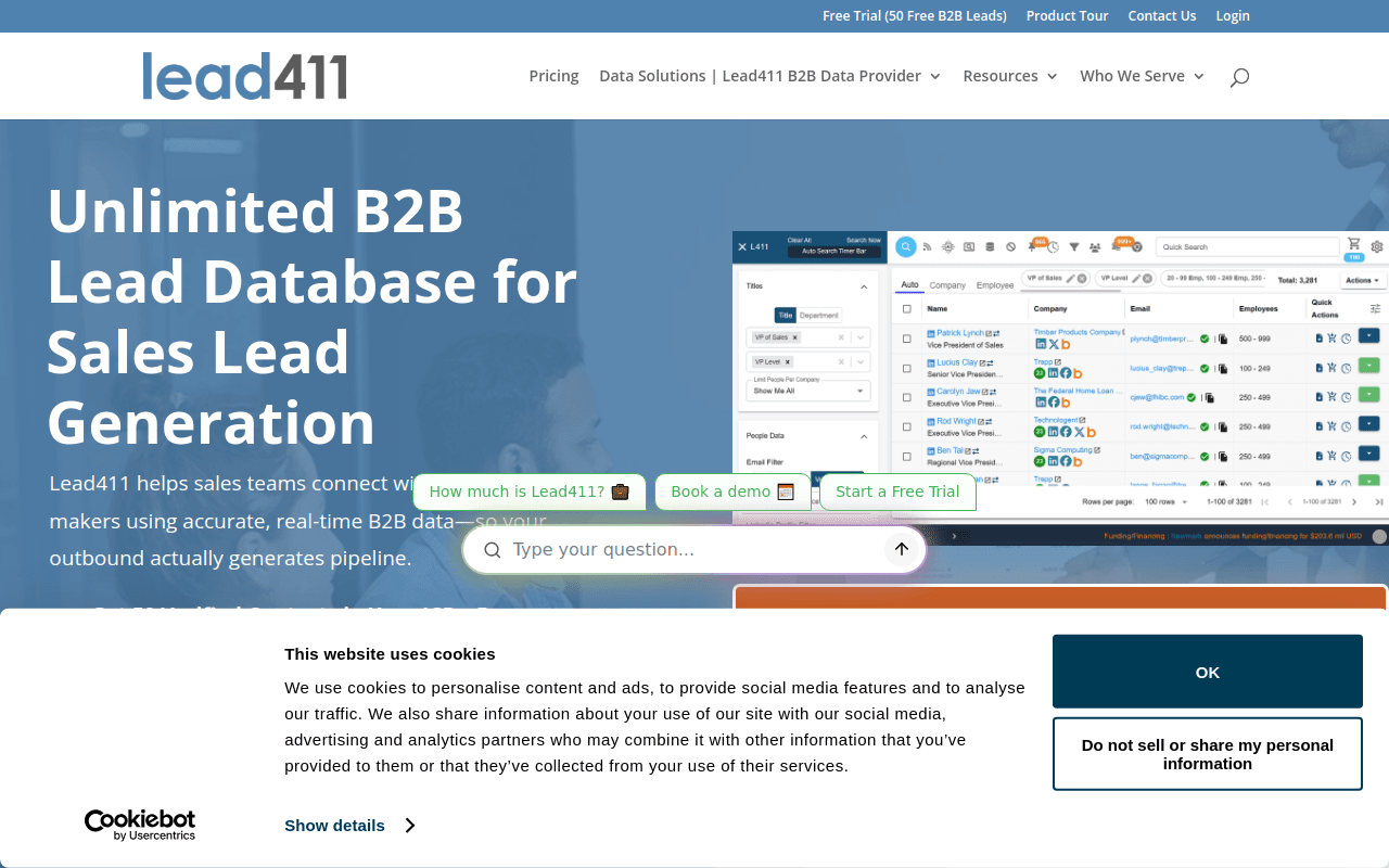 Lead411 homepage