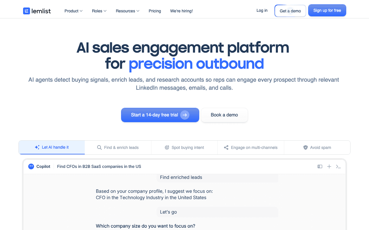 Lemlist homepage