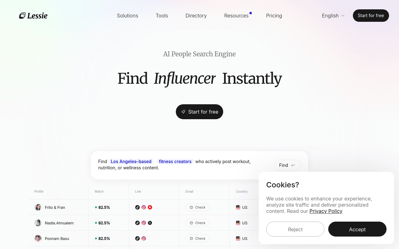 Lessie AI Homepage – der People Search AI Agent, der Kandidaten sucht und kontaktiert