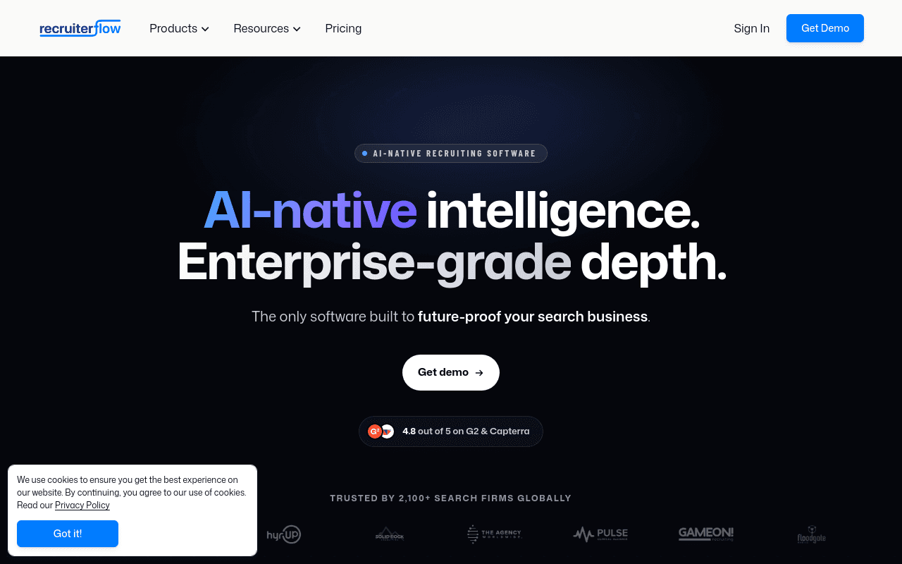Recruiterflow Homepage – ATS und CRM für Personalvermittlungs- und Zeitarbeitsagenturen