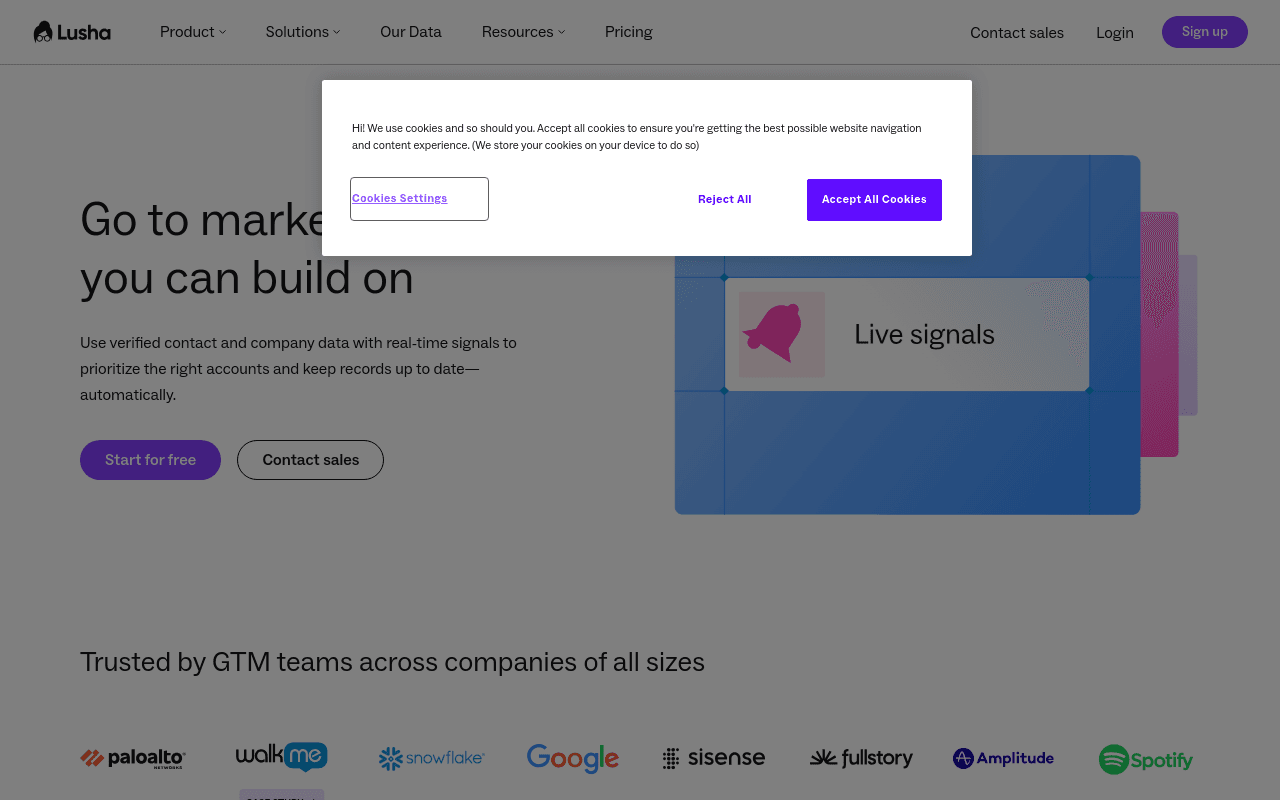 Lusha homepage