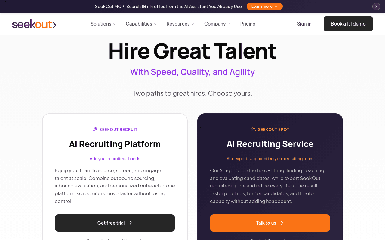SeekOut homepage