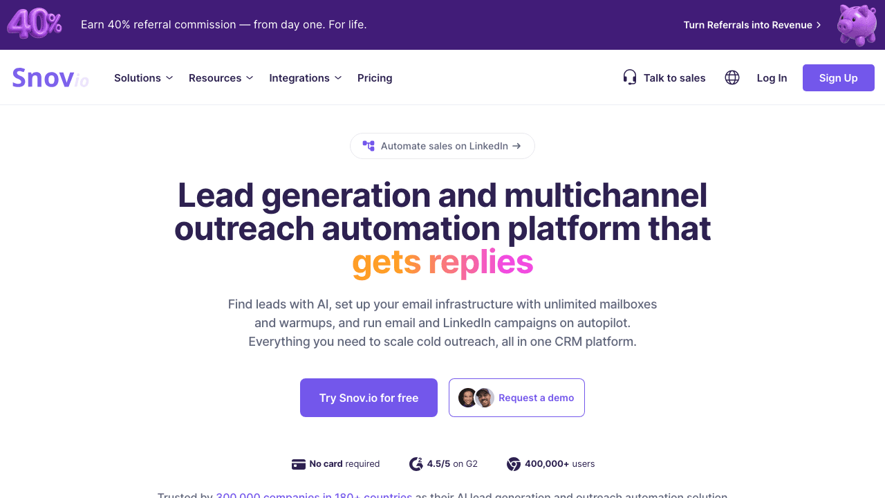 Snov.io homepage