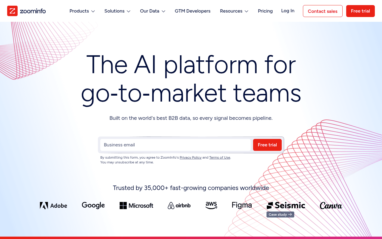 ZoomInfo homepage