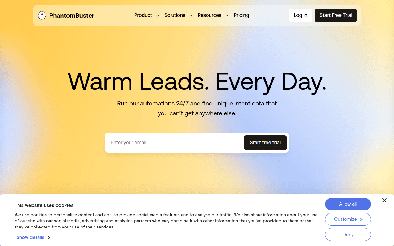 PhantomBuster homepage — automation and scraping tool for LinkedIn and other platforms