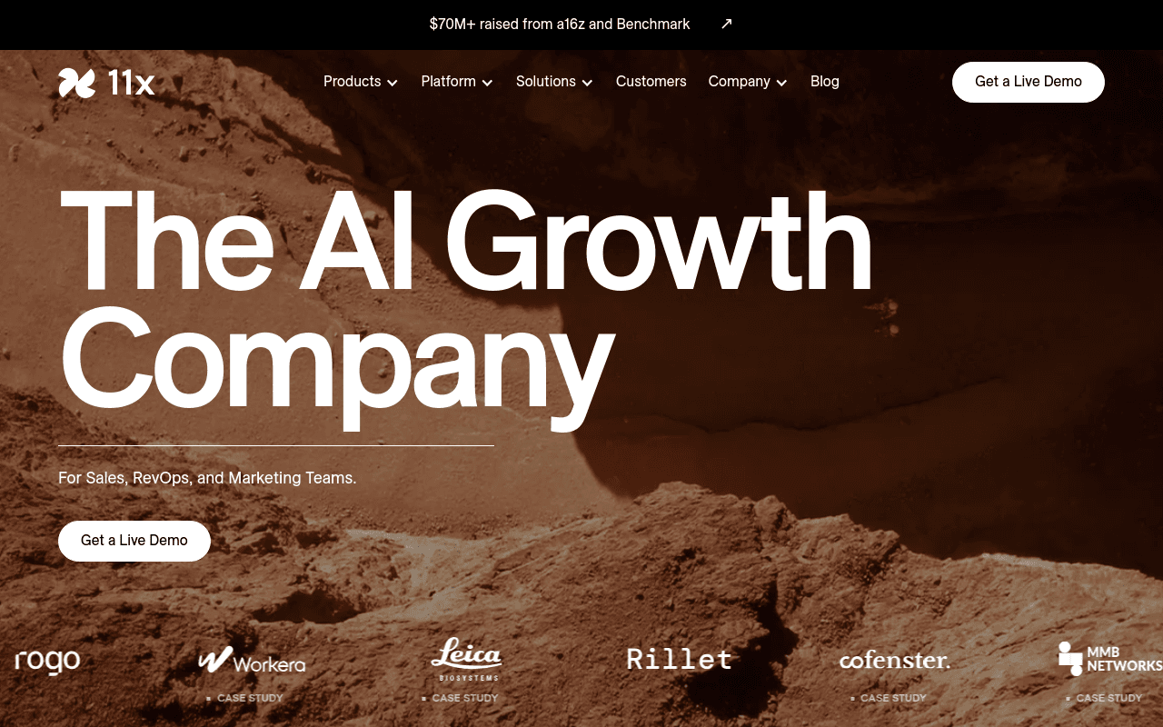 11x homepage — digital workers for sales teams