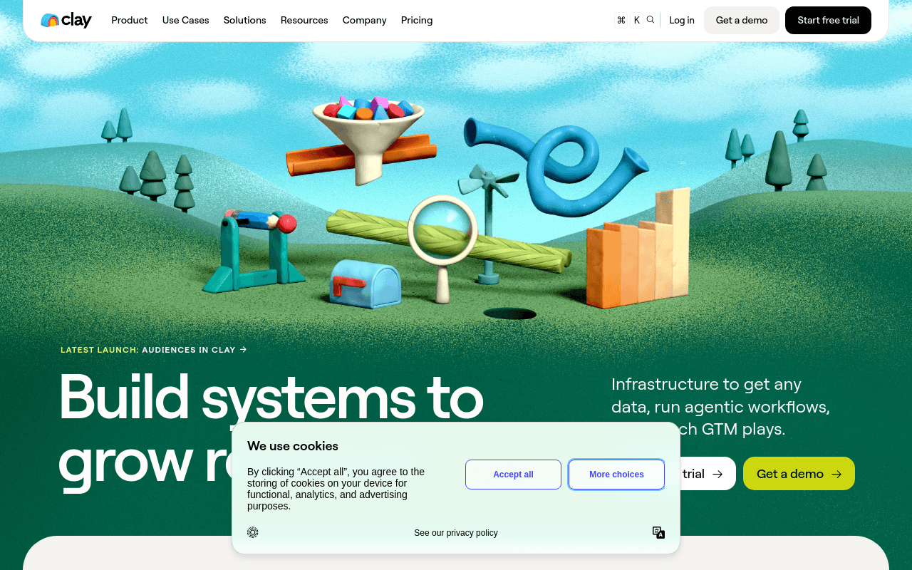 Clay homepage — data enrichment and GTM workflow automation platform
