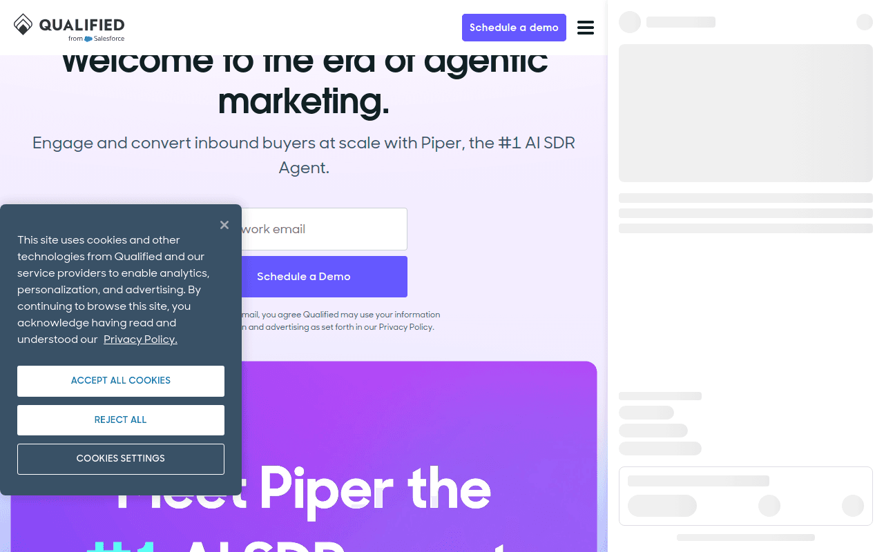 Qualified homepage — agentic marketing platform with Piper the AI SDR
