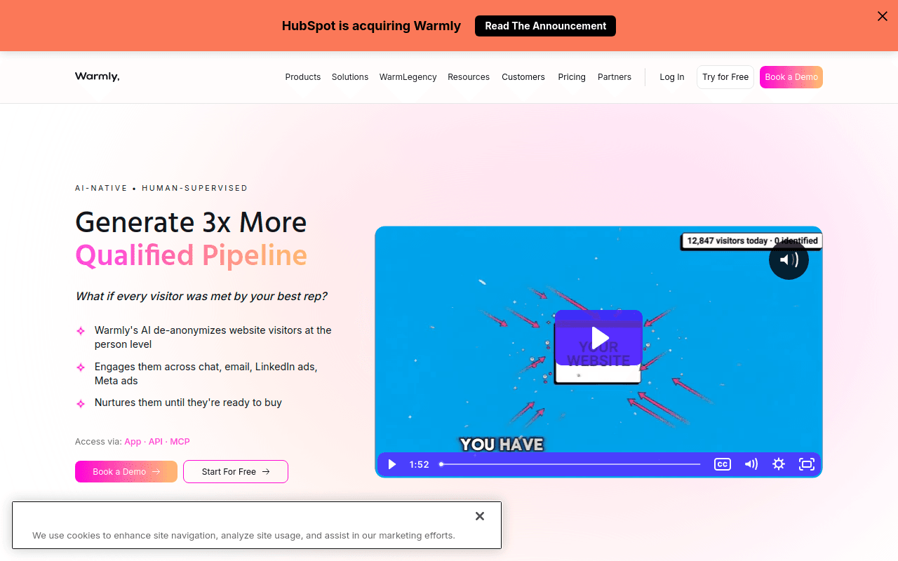 Warmly homepage — website visitor identification and warm outbound platform